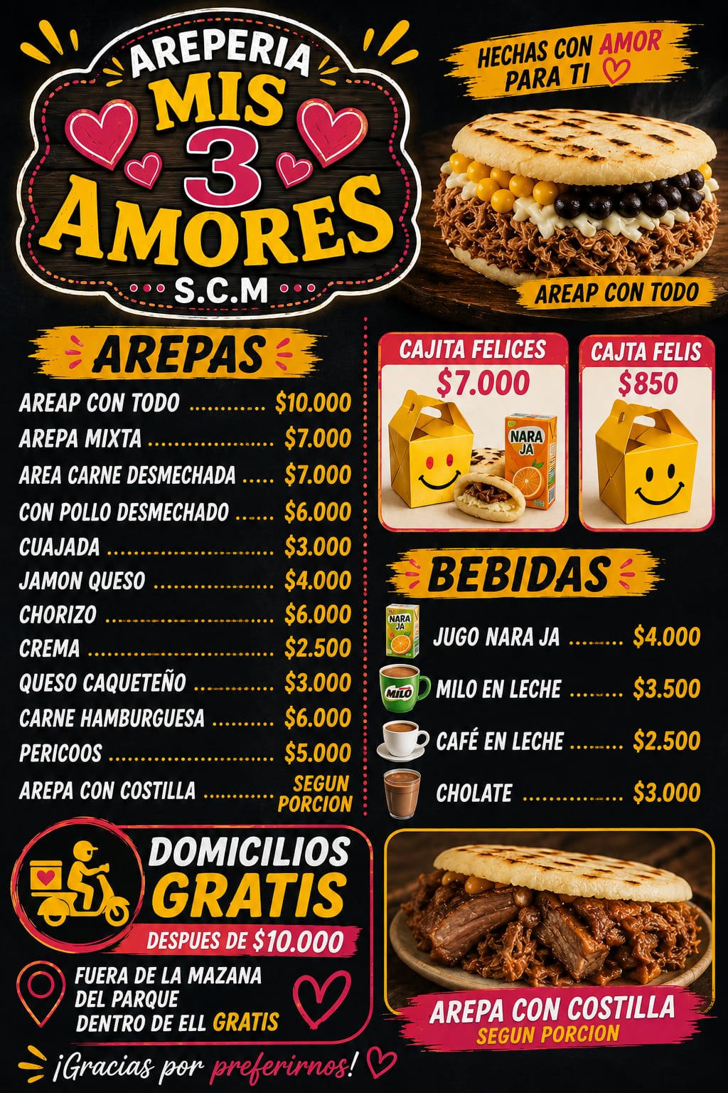 Portada de Areperia mis tres amores S.C.M